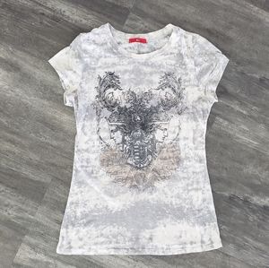 White Grey Detailed Xi Short Sleeve